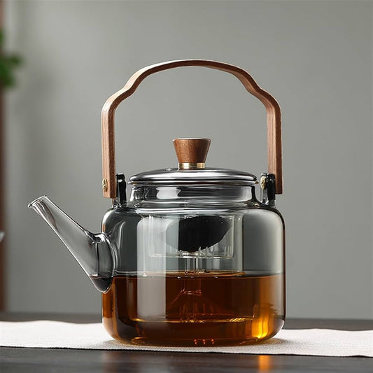 1.2L Glass Teapot with Infuser Heat Resistant Transparent